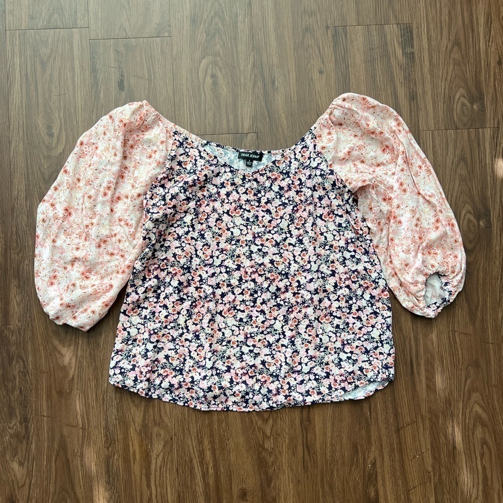 Dear John Peasant Off Shoulder Floral Puff Sleeve Top